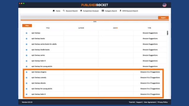 ams keyword suche kdp rocket detailansicht